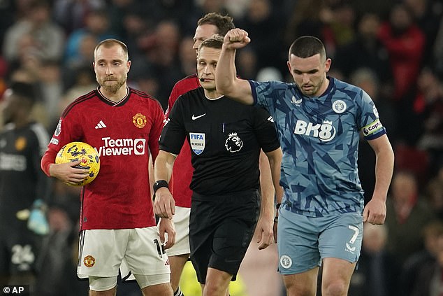 John McGinn (R) had given Aston Villa the lead after his free-kick found it's way into the net