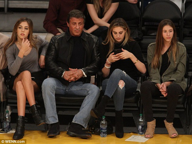 Proud Dad Sylvester Stallone Poses For Courtside Selfie With Three Pretty Daughters Sophia 